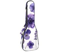 Watercolor Purple Lilac Lavender Flowers Ukulele Case, Padded Bag for 23 Inch Concert Ukulele, Waterproof & Durable