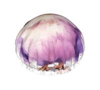 Watercolor Purple Owl Waterproof Reusable Shower Cap For Women - Elastic Hair Cover For Bath, Spa, Travel & Daily Use