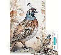 Watercolor Quail Painting 1000 Piece Jigsaw Puzzles Mind Challenge Toy High Precision Die Cut Amusing Challenge for Waiting Time (38x26cm)