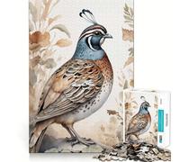 Watercolor Quail Painting Jigsaw for Adults 1000 Pieces Brain Memory Game Laser Cut for Flawless Fit Unique Gift for Stress Relief (38x52cm)