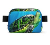 Watercolor rabbit and flowers Fanny Pack Crossbody Waist Bag Pack Waterproof Mini Belt Bag Bum Hip Bag for Men Women, Turtle Swimming in the Sea, One Size
