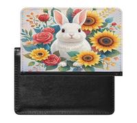 Watercolor Rabbit And Flowers Passport Holder Passport Cover Protector Essentials with Credit Card Slots for Women Men