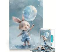 Watercolor Rabbit Balloon 1000 Piece Teenager Puzzles Brain Boosting Play Tight Interlock No Gaps Relaxing Indoor Group Activity (50x75cm)