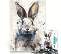 Watercolor Rabbit Bunny Adults 1000 Pieces Puzzle Mind Training Fun Burr Free Clean Cut Pieces Heartwarming Gathering Activity (50x75cm)
