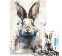 Watercolor Rabbit Bunny Adults 1000 Pieces Puzzle Mind Training Fun Burr Free Clean Cut Pieces Heartwarming Gathering Activity (38x52cm)