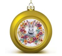Watercolor Rabbit Christmas Ball Ornament Shatterproof Hanging Ball Ornaments with String Decorative Christmas Baubles for Xmas Tree Home Wedding Holiday Party Decor Supply