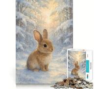 Watercolor Rabbit in Winter Forest 1000 Pieces Puzzles for Teenagers Mind Boost Fun High Accuracy Cutting Craft Calming Mental Break Activity (50x75cm)