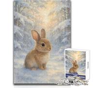 Watercolor Rabbit in Winter Forest Jigsaw Puzzles 1000 Pieces for Teenagers Cognitive Development Fun Game Special Thoughtful Celebration Present Size 50x75cm