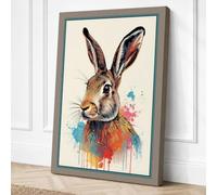 Watercolor Rabbit Modern Canvas Wall Art Print 18x12 Inch (46 x 30 cm)