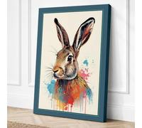 Watercolor Rabbit Modern Canvas Wall Art Print 30x20 Inch (76 x 51 cm)