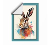 Watercolor Rabbit Modern Unframed Wall Art Print A2 (59.4×42cm), Wall Decor for Living Room, Bedroom, Office & Home, Art Gift