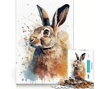 Watercolor Rabbit Portrait Jigsaw for Teenagers1000 Pieces Mind Boost Game Firm Fit Secure Assembly Bonding Activity for Loved Ones (38x52cm)
