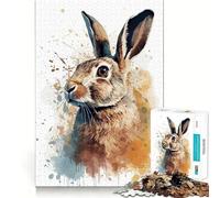 Watercolor Rabbit Portrait Jigsaw Puzzles for Adults 1000 Mind Boost Game Uniform Size Precise Pieces Travel-friendly Brain Game Gift (50x75cm)