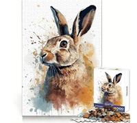 Watercolor Rabbit Portrait Jigsaw Puzzles for Adults 1000 Piece Improve Memory Calm Recreation Laser Cut Unique Xmas Gift (38x26cm)