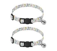 Watercolor Rabbits Easter Eggs Collar for Puppy, 2 Pack Bell Collar for Small Dogs