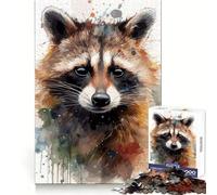 Watercolor Raccoon Portrait 1000 Piece Jigsaws for Adults Puzzle Memory Power Serene Activity Seamless Fit Holiday Present (38x52cm)