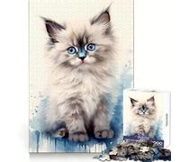 Watercolor Ragdoll Cat Jigsaw Puzzles 1000 Pieces for Adults Mind Challenge Serene Activity Seamless Fit Holiday Present (38x26cm)