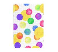 Watercolor Rainbow Circle Prints Wooden Jigsaw Puzzle 300-Piece in Plastic Box, 26x38 CM Eco-Friendly Educational Puzzle for Family Fun & Adult Relaxation