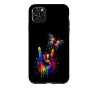 Watercolor Rainbow Hand Rock Sign Butterfly Music Lovers Case for iPhone 11 Pro Max