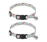 Watercolor Rainbow Heart Dog Collars for Small Dogs, 2 Pack Cat Bell Collar