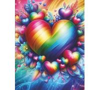 Watercolor Rainbow & Hearts Journal | Notebook: 8.5 x 11 | Wide-Ruled | 120 Pages