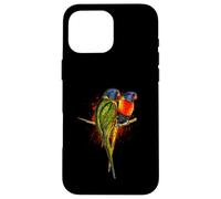 Watercolor Rainbow Lorikeet Parrots Painting Art Case for iPhone 16 Pro Max