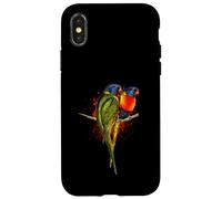 Watercolor Rainbow Lorikeet Parrots Painting Art Case for iPhone X/XS