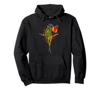 Watercolor Rainbow Lorikeet Parrots Painting Art Pullover Hoodie