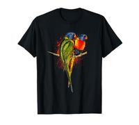 Watercolor Rainbow Lorikeet Parrots Painting Art T-Shirt