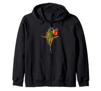 Watercolor Rainbow Lorikeet Parrots Painting Art Zip Hoodie