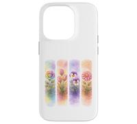 Watercolor Rainbow Rose Tulip Pansy Dahlia Blooms Case for iPhone 14 Pro