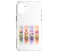 Watercolor Rainbow Rose Tulip Pansy Dahlia Blooms Case for iPhone 16 Plus