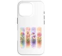 Watercolor Rainbow Rose Tulip Pansy Dahlia Blooms Case for iPhone 16 Pro