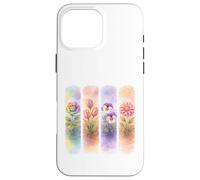Watercolor Rainbow Rose Tulip Pansy Dahlia Blooms Case for iPhone 16 Pro Max