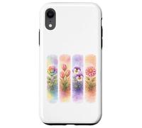 Watercolor Rainbow Rose Tulip Pansy Dahlia Blooms Case for iPhone XR