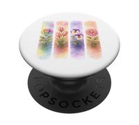 Watercolor Rainbow Rose Tulip Pansy Dahlia Blooms PopSockets Adhesive PopGrip