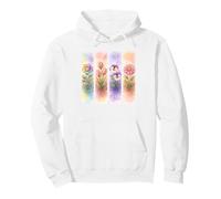 Watercolor Rainbow Rose Tulip Pansy Dahlia Blooms Pullover Hoodie