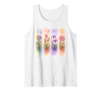 Watercolor Rainbow Rose Tulip Pansy Dahlia Blooms Tank Top