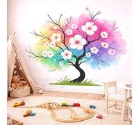 Watercolor Rainbow Tree Decal | Colorful Blossom Wall Art | Rainbow Cherry Tree Mural | Artistic Nature Decor | Zen Living Room Sticker | Decal Size: 16 inches (40 cm)