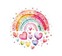 Watercolor Rainbow With Hearts Notebook | Journal: 8.5 x 11 | 110 Pages | Wide-Ruled