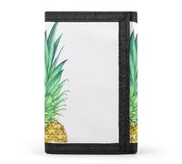 Watercolor Real Yellow Pine with Green Leaves on White Trifold Wallet, Stylish Purse with Keychain, Credit Pass Case Card-Holder for Crash Bills Receipts Women Men 5 x 3.3 x 0.2 Inch