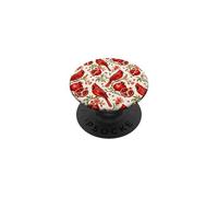 Watercolor Red Cardinal Bird Pomegranate Fruit Pattern PopSockets Adhesive PopGrip