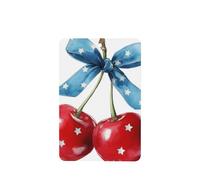 Watercolor Red Cherries With Blue Bow Car Air Fresheners 4 Pcs Hanging Scented Cards Fragrance Scented Cards For Car Aromatherapy Tablets