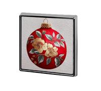 Watercolor Red Christmas Ornament Floral Pattern Unisex Brooches & Pins Square Lightweight Lapel Badge Jewelry for Clothing Shawl Hat