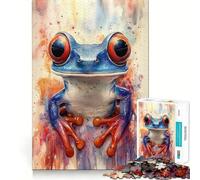 Watercolor Red-Eyed Tree Frog 1000 Piece Teenager Puzzles Brain Boosting Play Tight Interlock No Gaps Relaxing Indoor Group Activity (38x52cm)