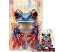 Watercolor Red-Eyed Tree Frog Puzzles for Adults 1000 Piece Reasoning Practice Peaceful Recreation Interlock Well Seasonal Gift (38x52cm)