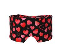 Watercolor Red Hearts Pattern, Full Eye Covers Light Blocking Eye Mask Sleep Eye and Ear Muffs
