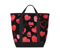Watercolor Red Hearts Pattern,Lunch Bags Large Capacity Insulated Tote Bag For Women Men Work Picnic Travel