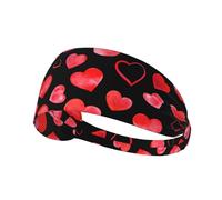 Watercolor Red Hearts Pattern,Sports Sweatband for Unisex Multi Headband Elastic Exercise Hairband