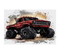 Watercolor Red Monster Car Placemats Heat Resistant Washable Oxford Cloth Table Mats Set of 4 Home Kitchen Decoration, Easy to Clean